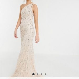 NWT ASOS DESIGN One Shoulder Sequin Maxi Dress size 8 tall